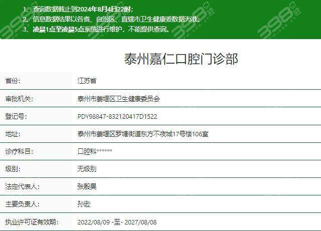 泰州嘉仁口腔门诊部医生介绍：